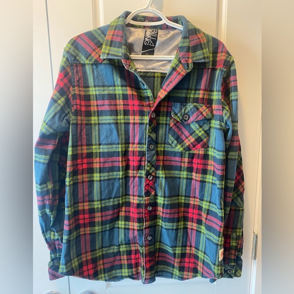 Billabong Other - Billabong Men’s large Plaid colourful Casual Button Down Shirt w/ elbow patches